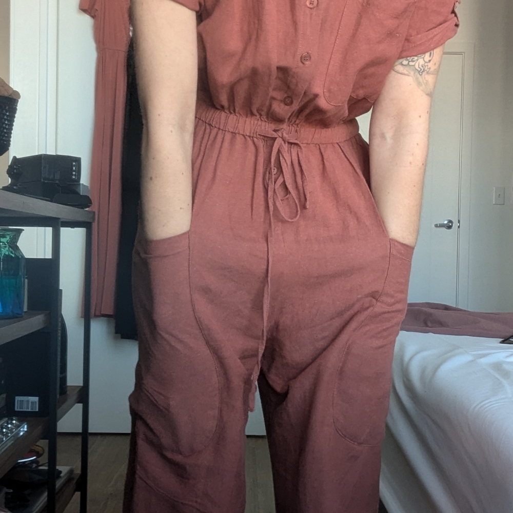 Roolee Mauve Button Up Jump Suit - image 5
